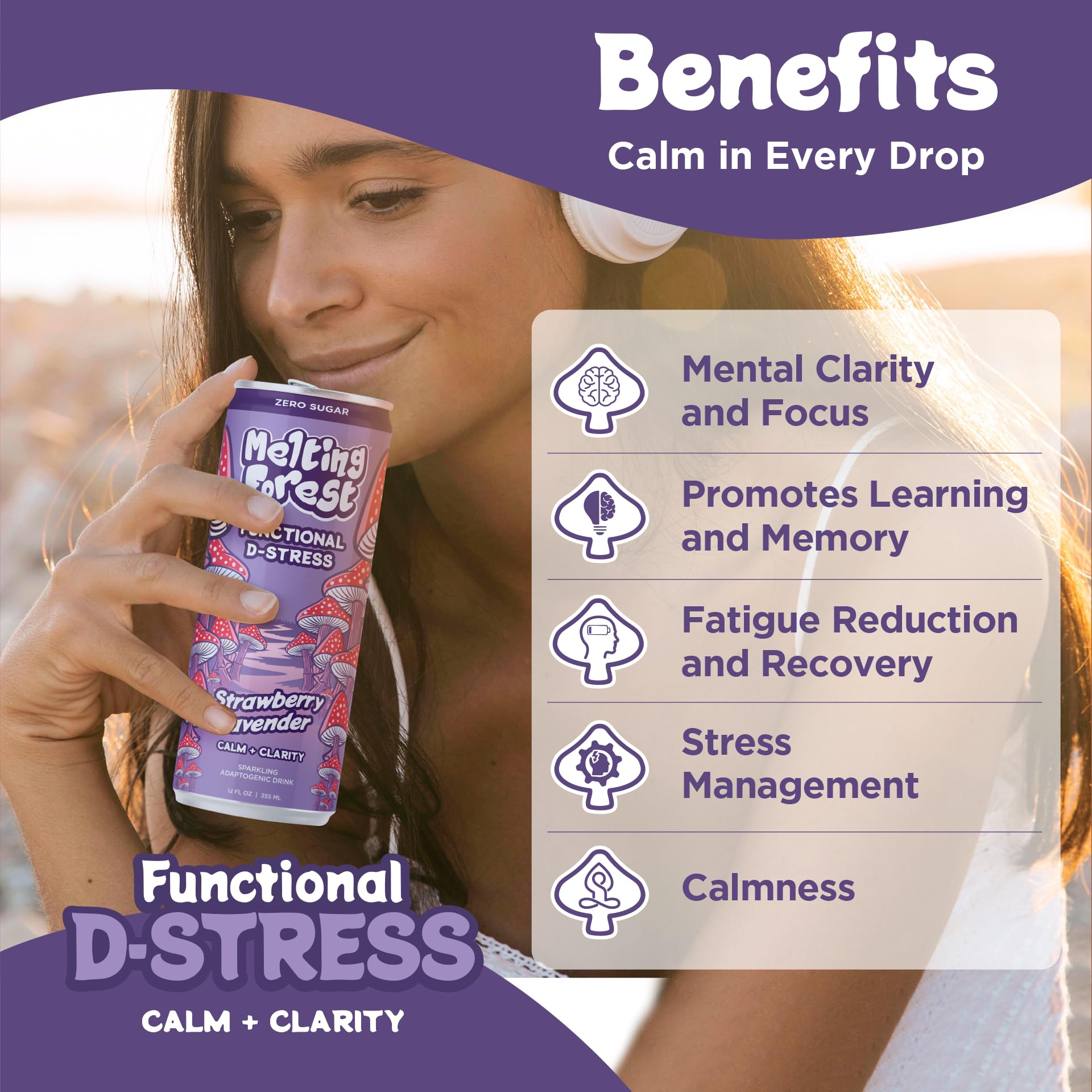 Melting Forest D-Stress can close-up shows Strawberry Lavender flavor profile.
