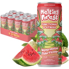 Melting Forest D-Stress Watermelon Elderflower bottle front offers a calm moment