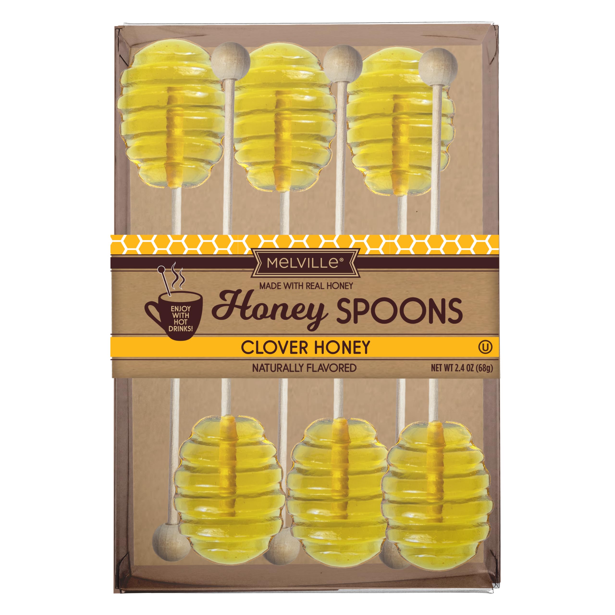 Melville Candy honey spoon gift box closeup, showcasing premium craftsmanship.