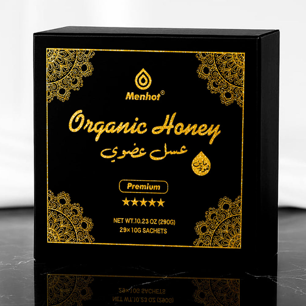 Menhot Honey for Men large-pack sachets, front view, convenient on-the-go energy support.