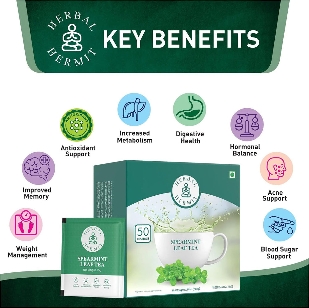Menthol-rich spearmint provides soothing post-meal comfort with Herbal Hermit.