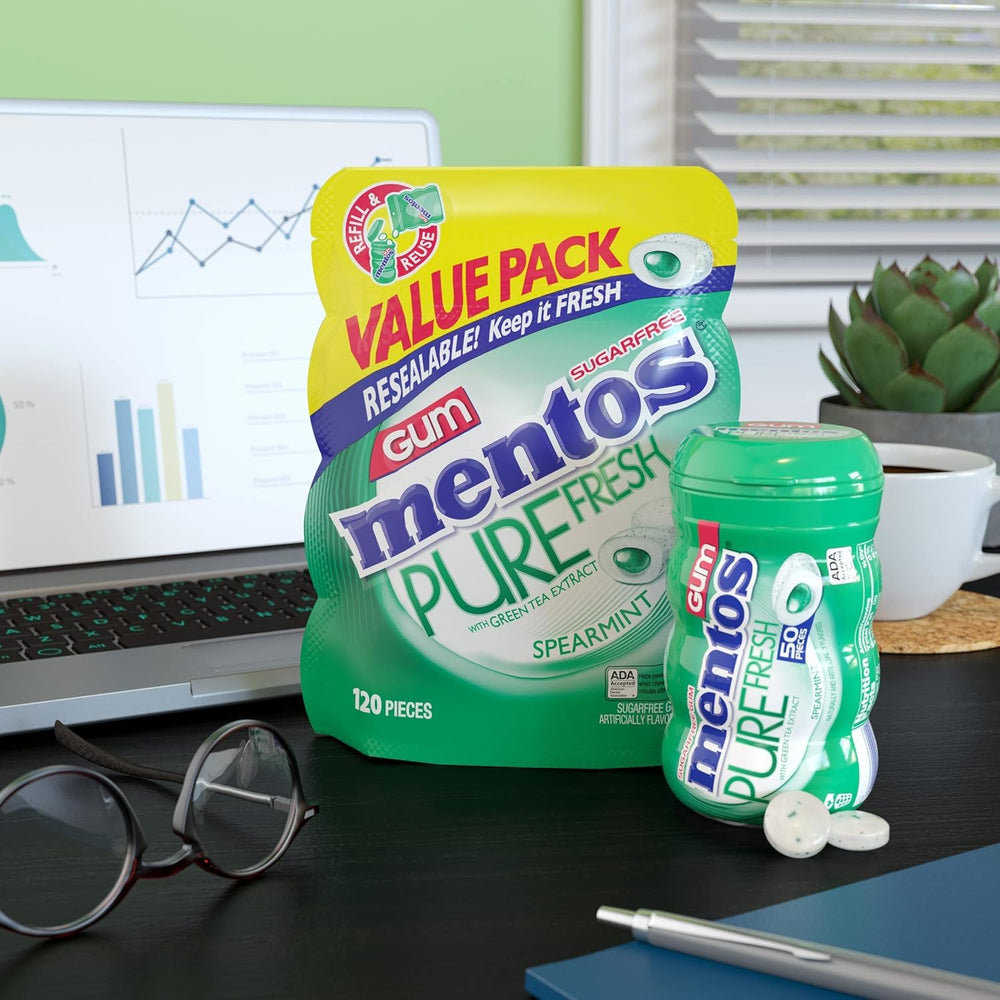 Mentos 120-piece bulk pack supports sharing or office use.