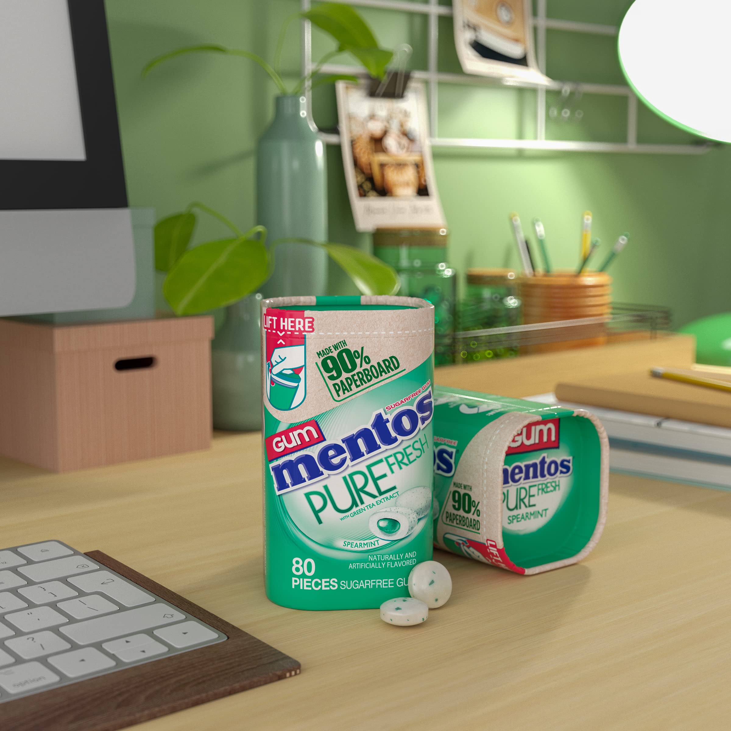 Mentos eco-friendly packaging emphasizes sustainability and easy disposal.