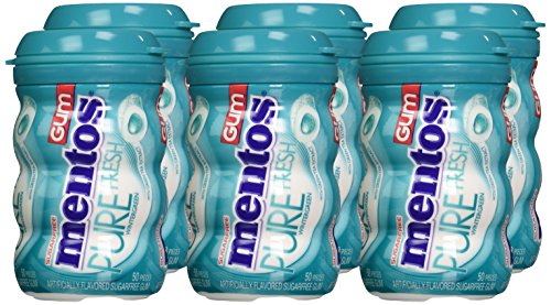 Mentos Wintergreen packaging highlighting sugar-free gum with xylitol.