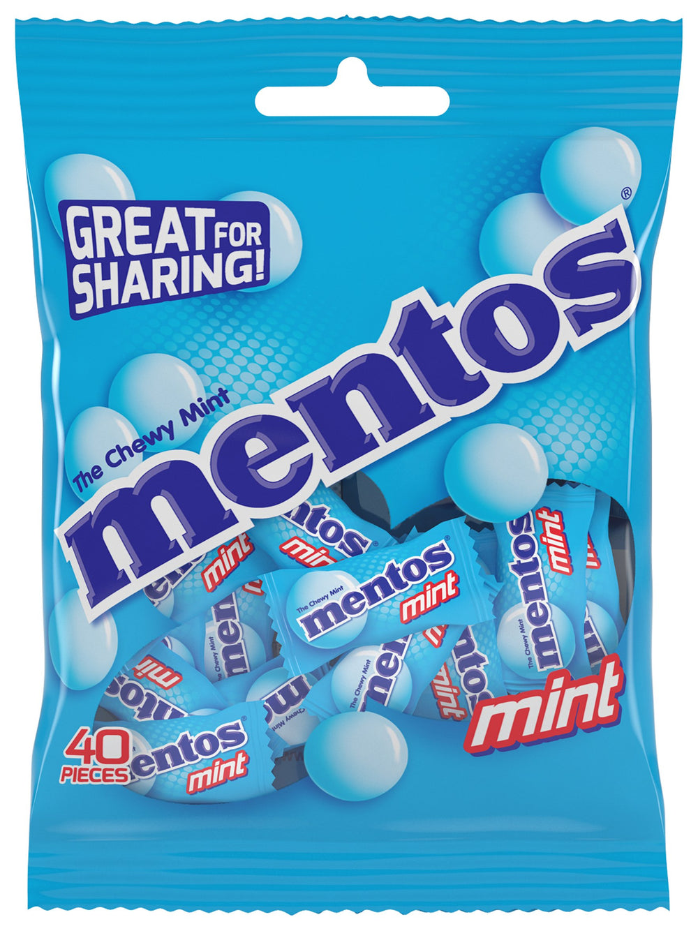 Mentos chewy mint candy bag with 40 individually wrapped mints for office breaks and events