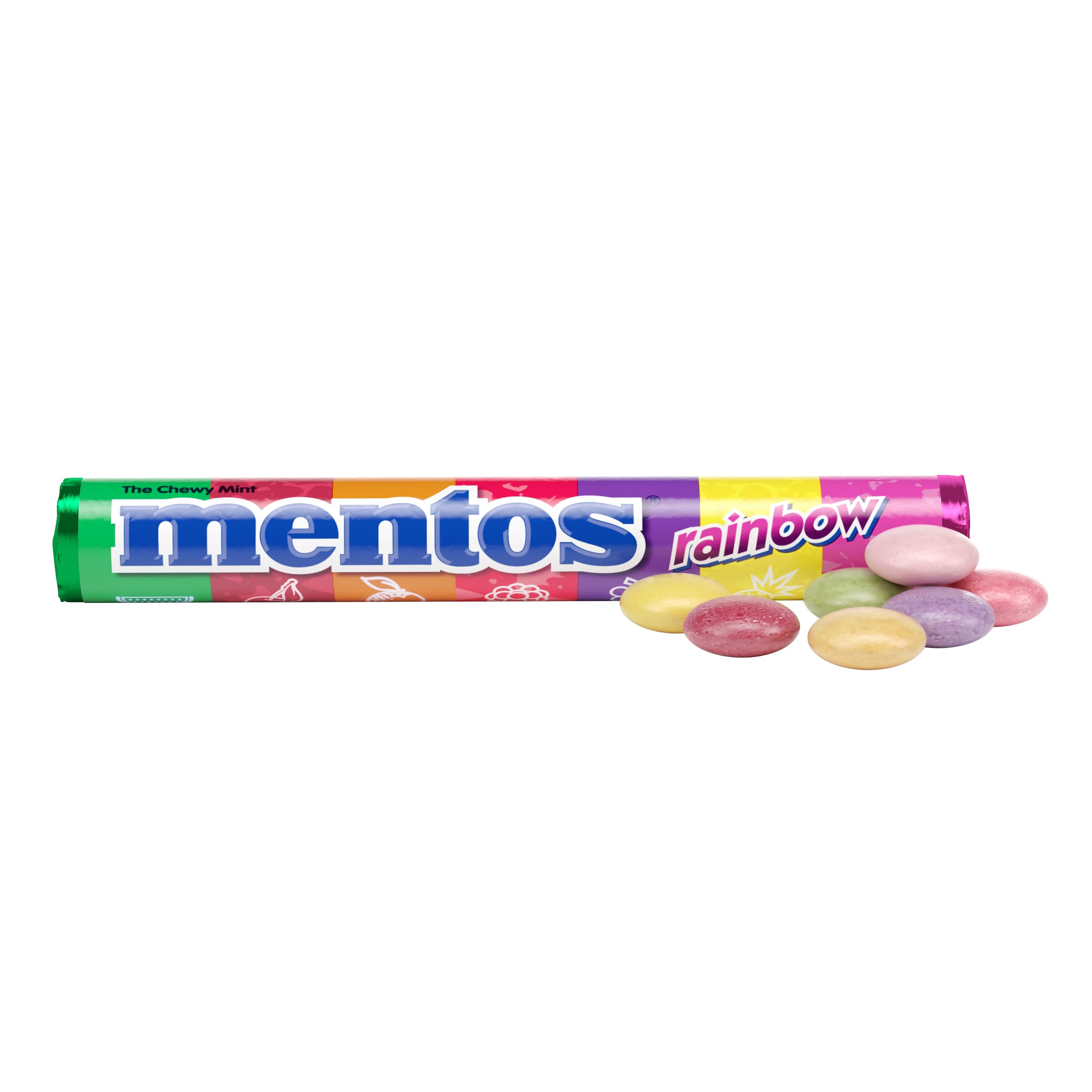 MENTOS Rainbow mints on display, colorful candies for gift baskets.
