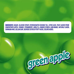 Mentos Chewy Mints Green Apple close-up of chewy texture and color.