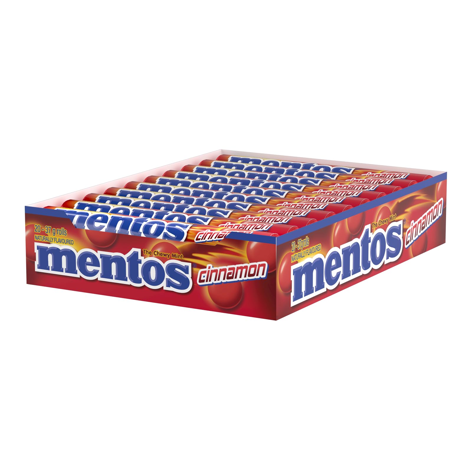 Mentos Cinnamon Chewy Mints box used as office favors at events.