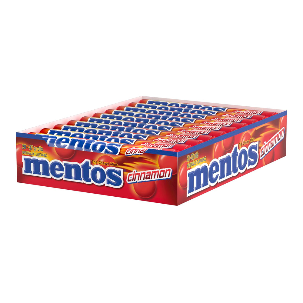 Mentos Cinnamon Chewy Mints box used as office favors at events.