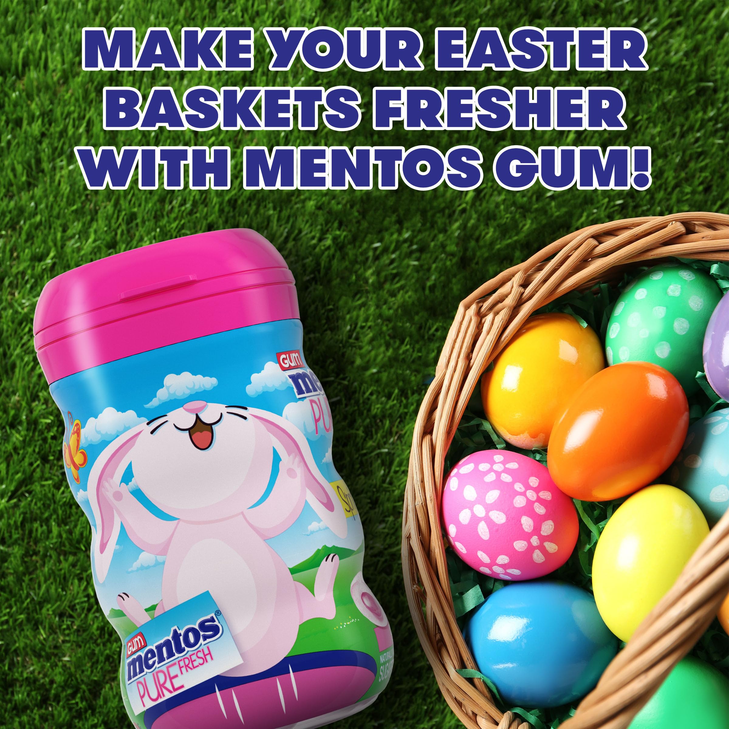 Mentos Easter bunny bottle adds festive flair for gifts or baskets.