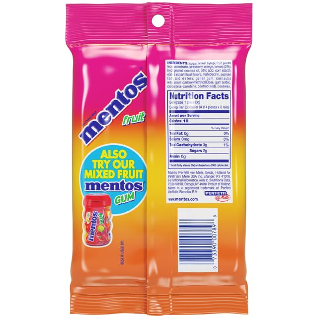 Mentos Fruit Chewy Mint Roll ideal Valentine flavors for party favors.