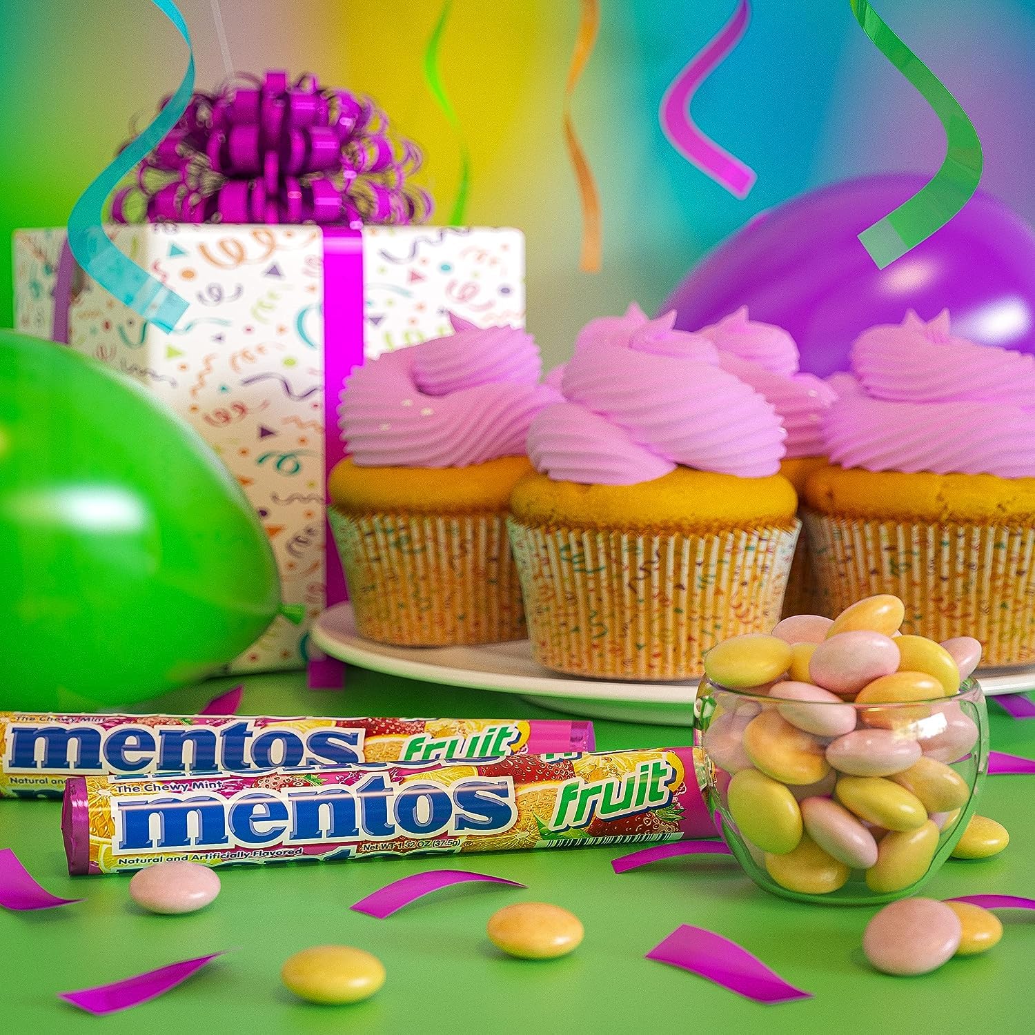 MENTOS fruit mint candies at event favors show party-ready treats.