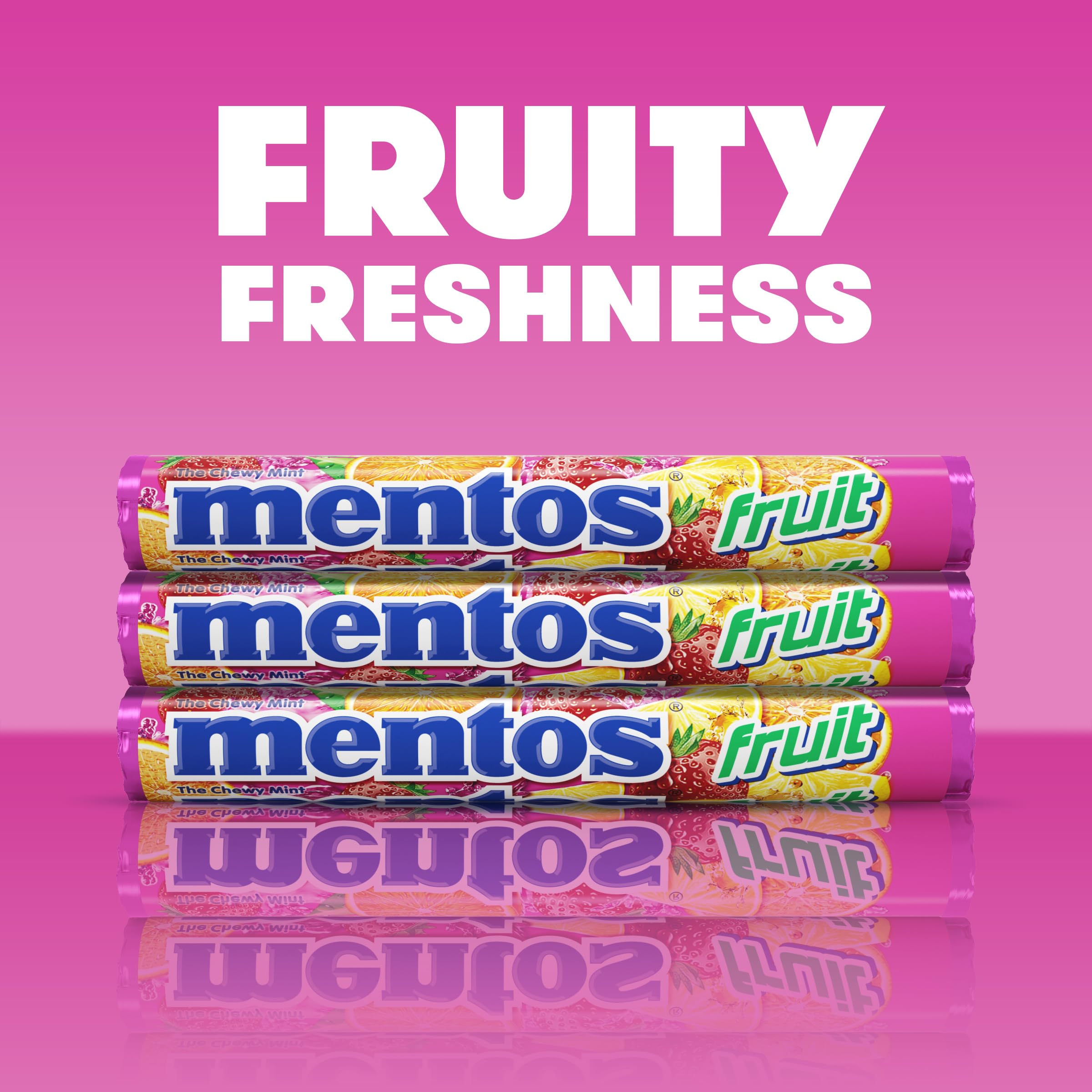 MENTOS mint candies on desk ready for quick breath refresh.