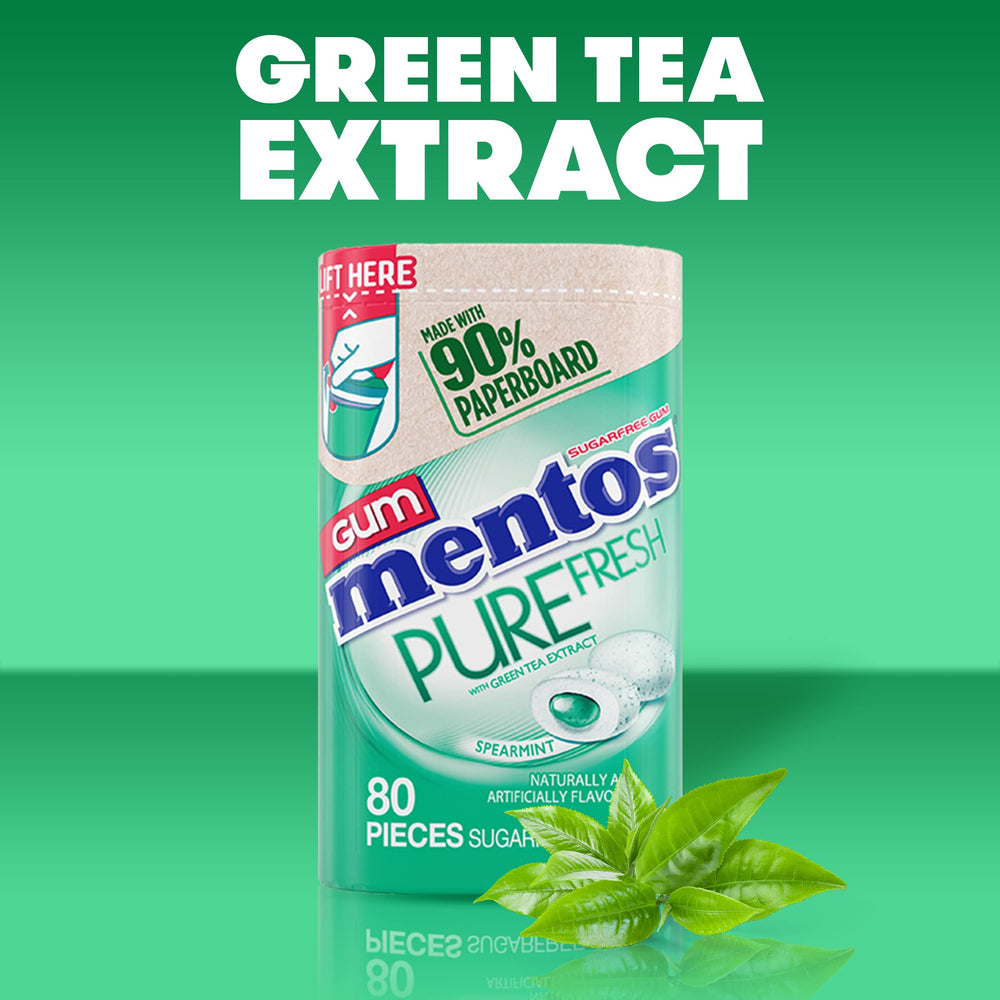 Mentos on desk scenario highlighting portable freshness between tasks.