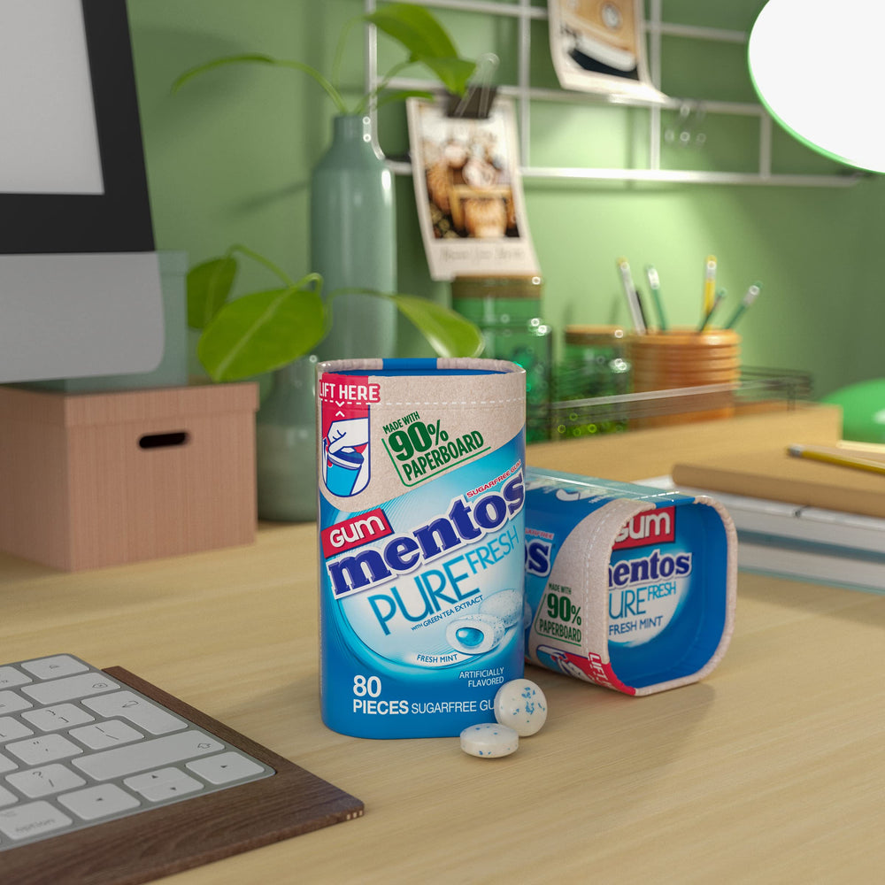 Mentos Pure Fresh gum ready for desk or car use.