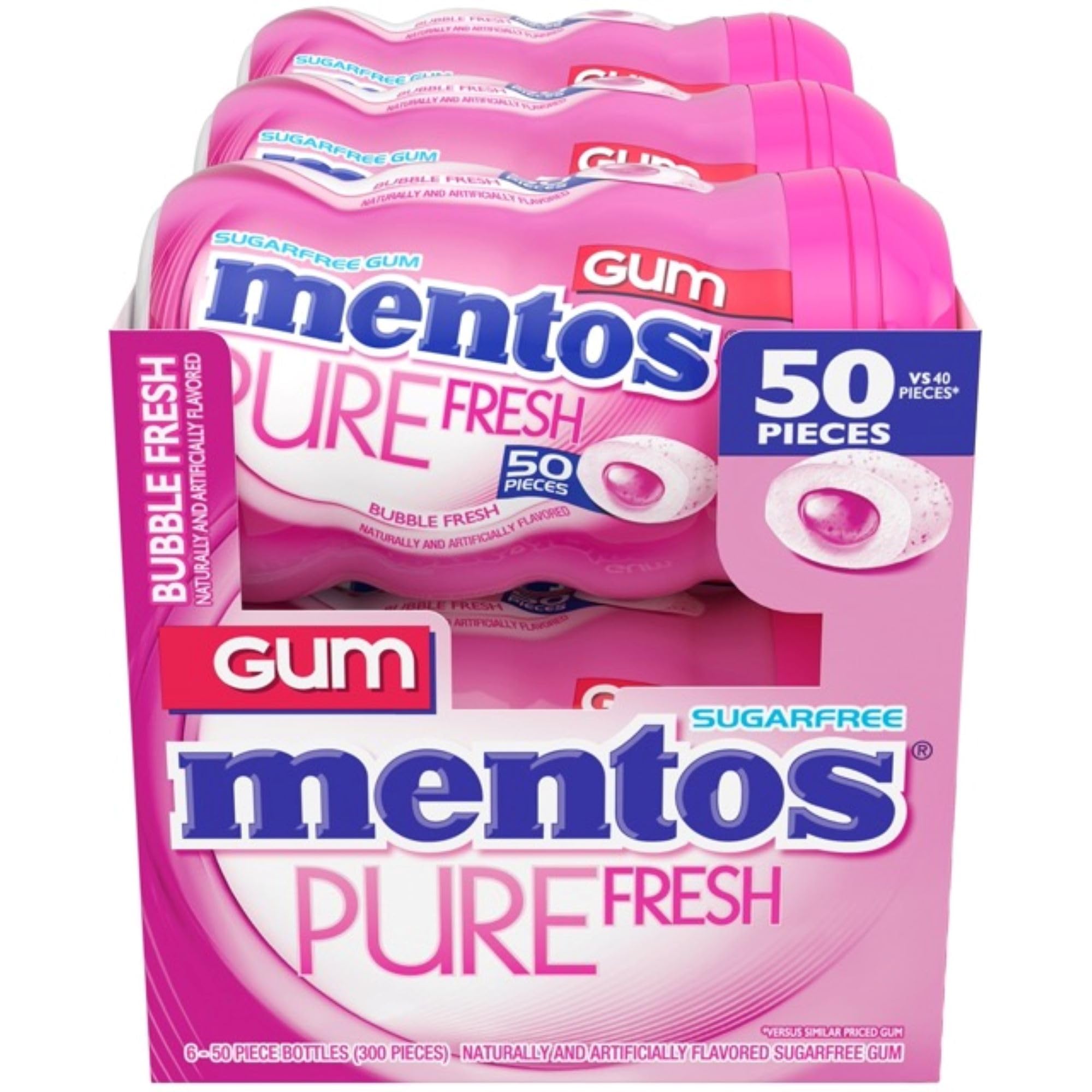 Mentos Pure Fresh resealable bottle designed for travel and portability.