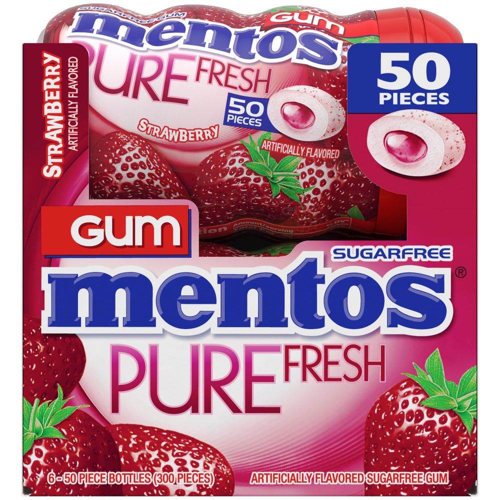 Mentos Pure Fresh Strawberry gum on desk offers quick refreshing option