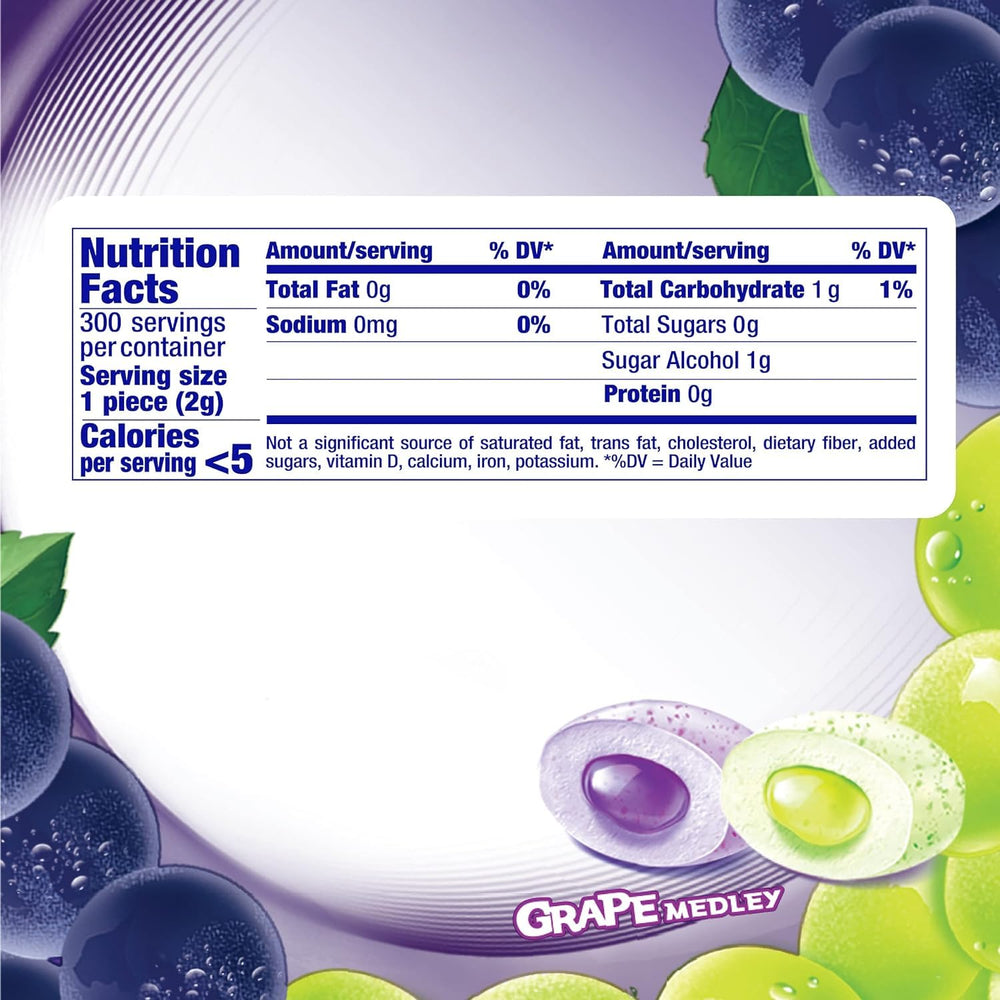 Mentos grape medley label highlights sugar-free gum flavor