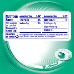 Close-up of Mentos Pure Fresh bottle highlighting spearmint flavor.