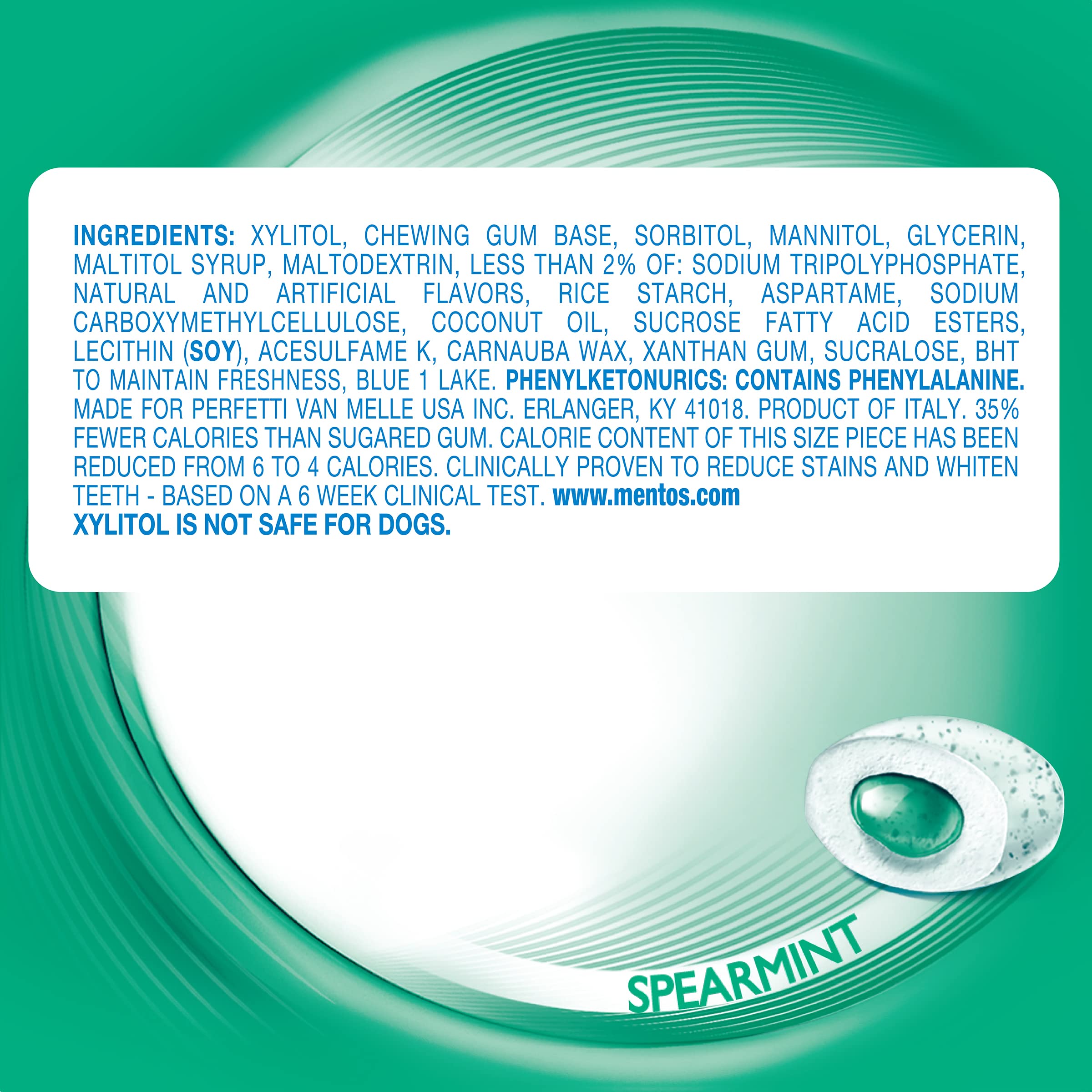 Close-up of Mentos gum pieces highlighting spearmint freshness