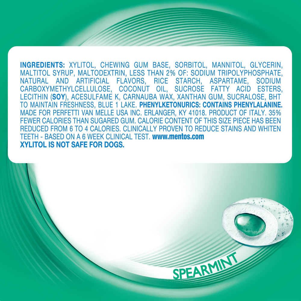 Close-up of Mentos gum pieces highlighting spearmint freshness