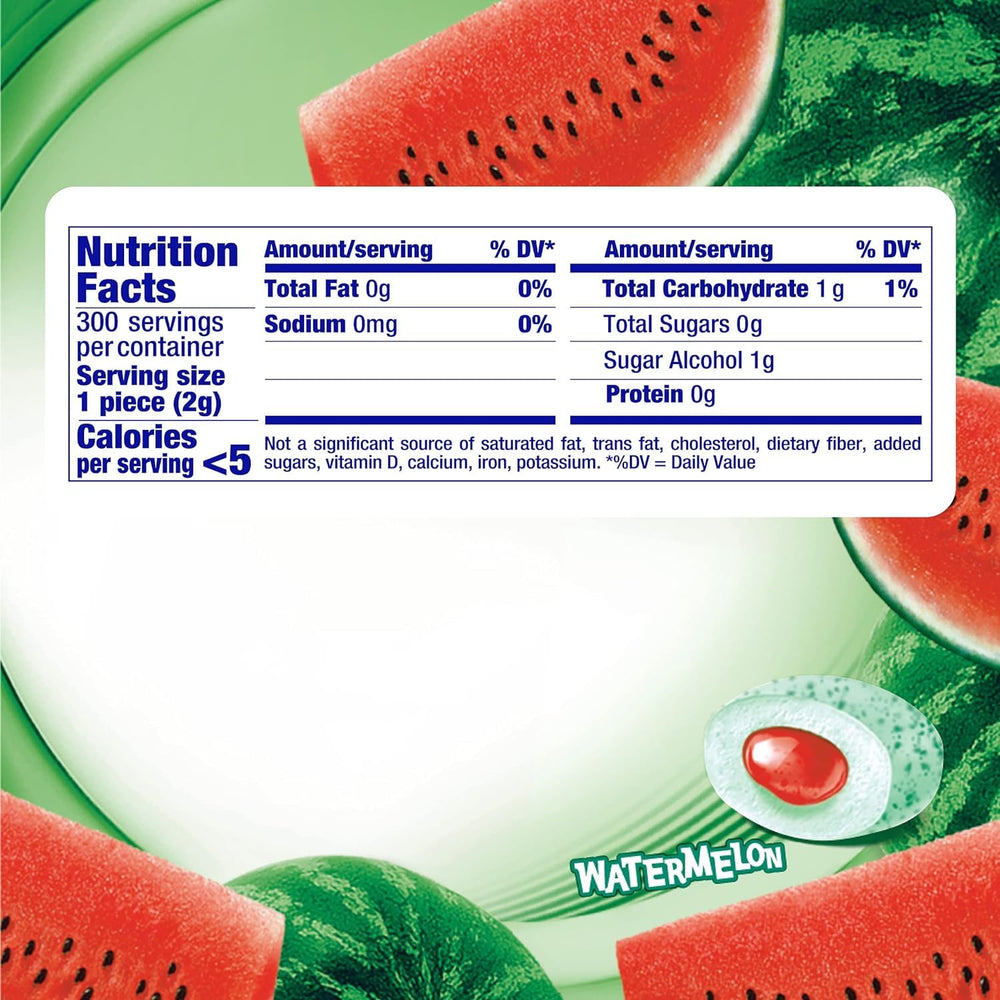 Mentos Watermelon gum piece with crunchy shell and soft center