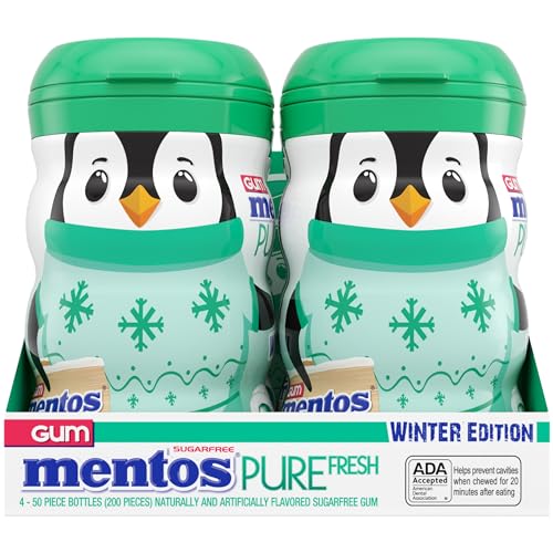 Spearmint flavor noted on Mentos winter packaging for a crisp mouthfeel