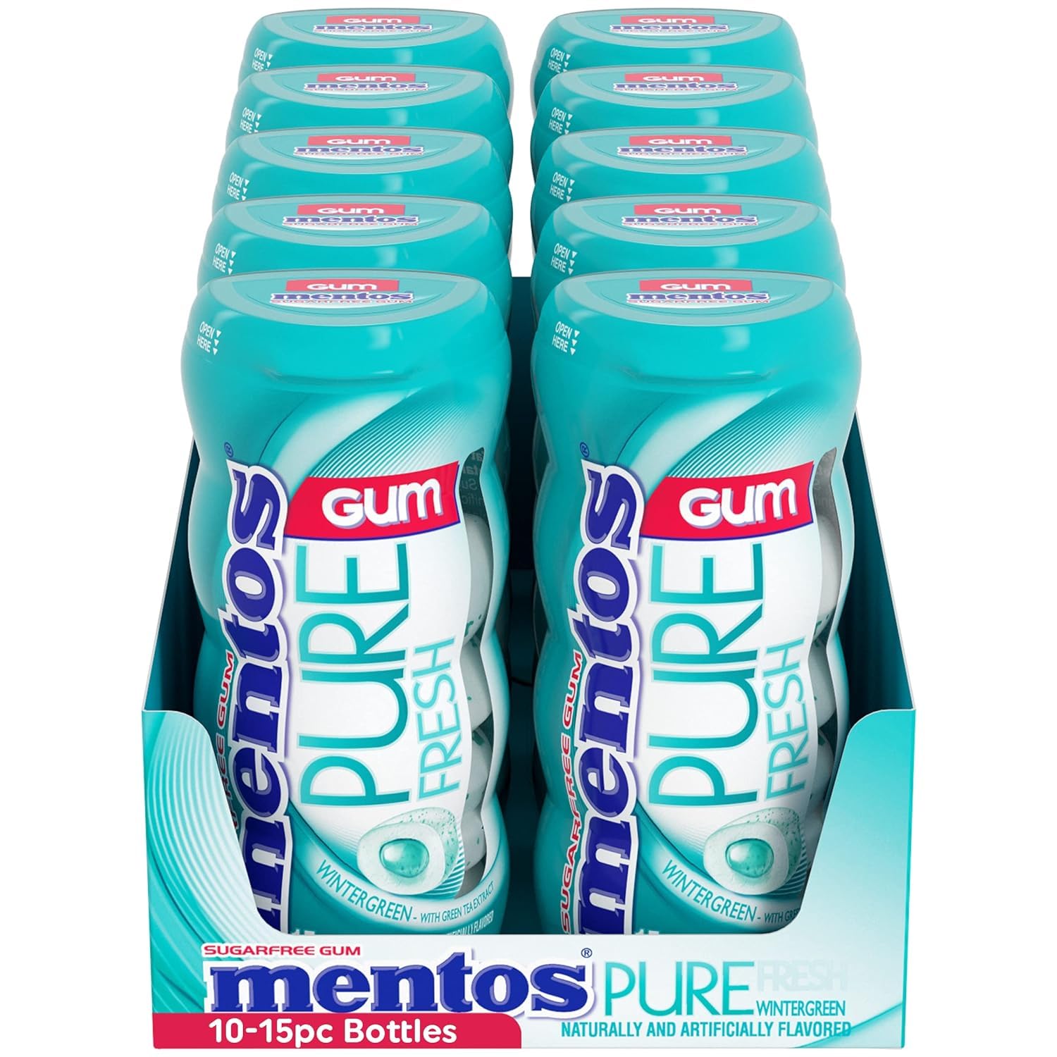 Mentos Pure Fresh Wintergreen gum pack holds 15 pieces for daily use