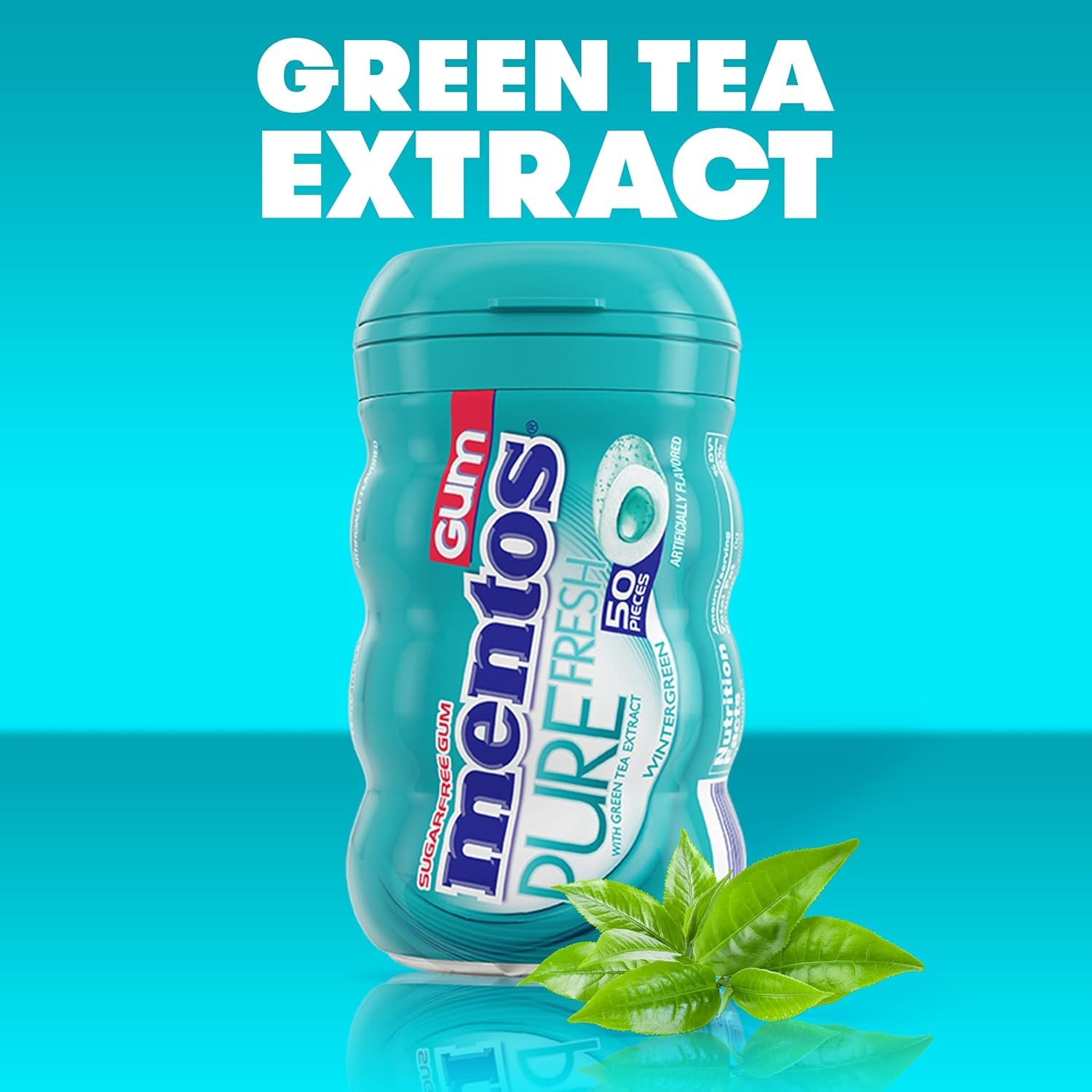 MENTOS Pure Fresh Wintergreen packaging highlights sugar-free formula.