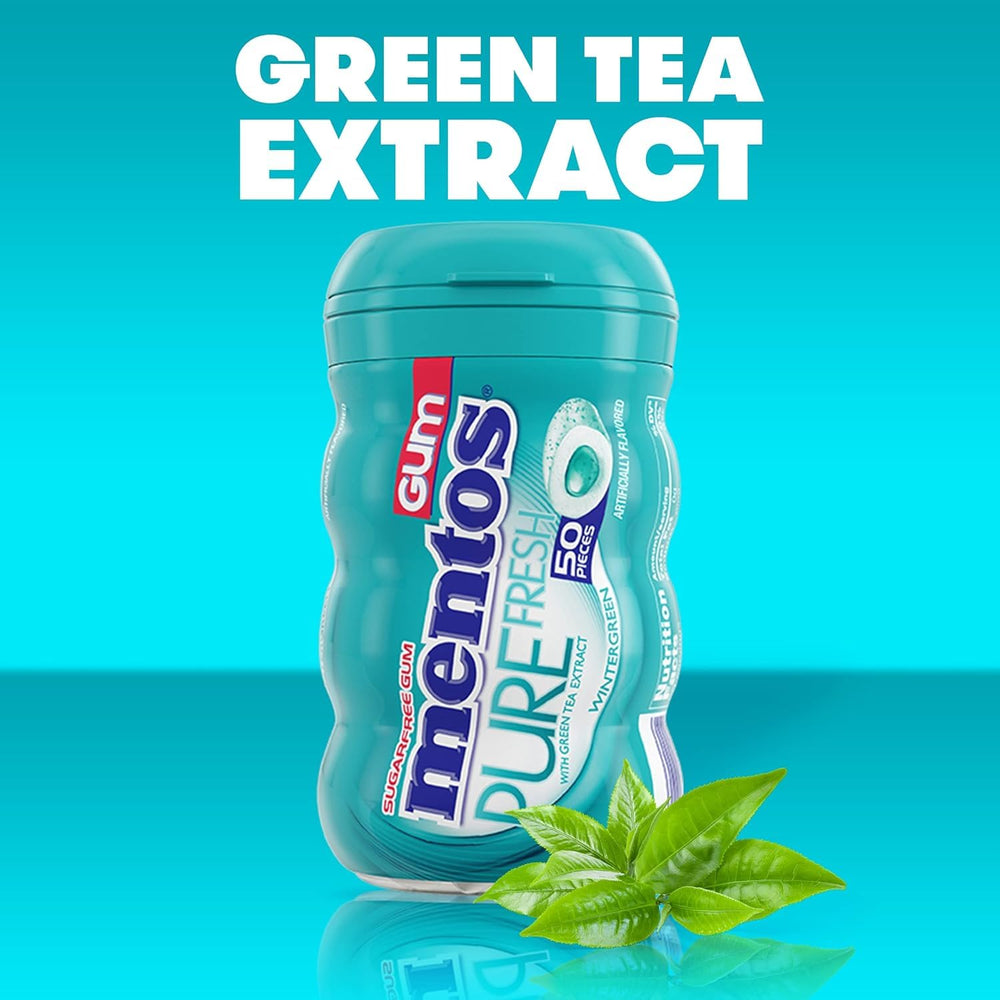 MENTOS Pure Fresh Wintergreen packaging highlights sugar-free formula.
