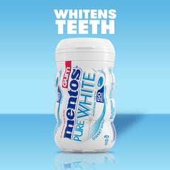Mentos Pure White gum bottle with pieces shows bulk packaging