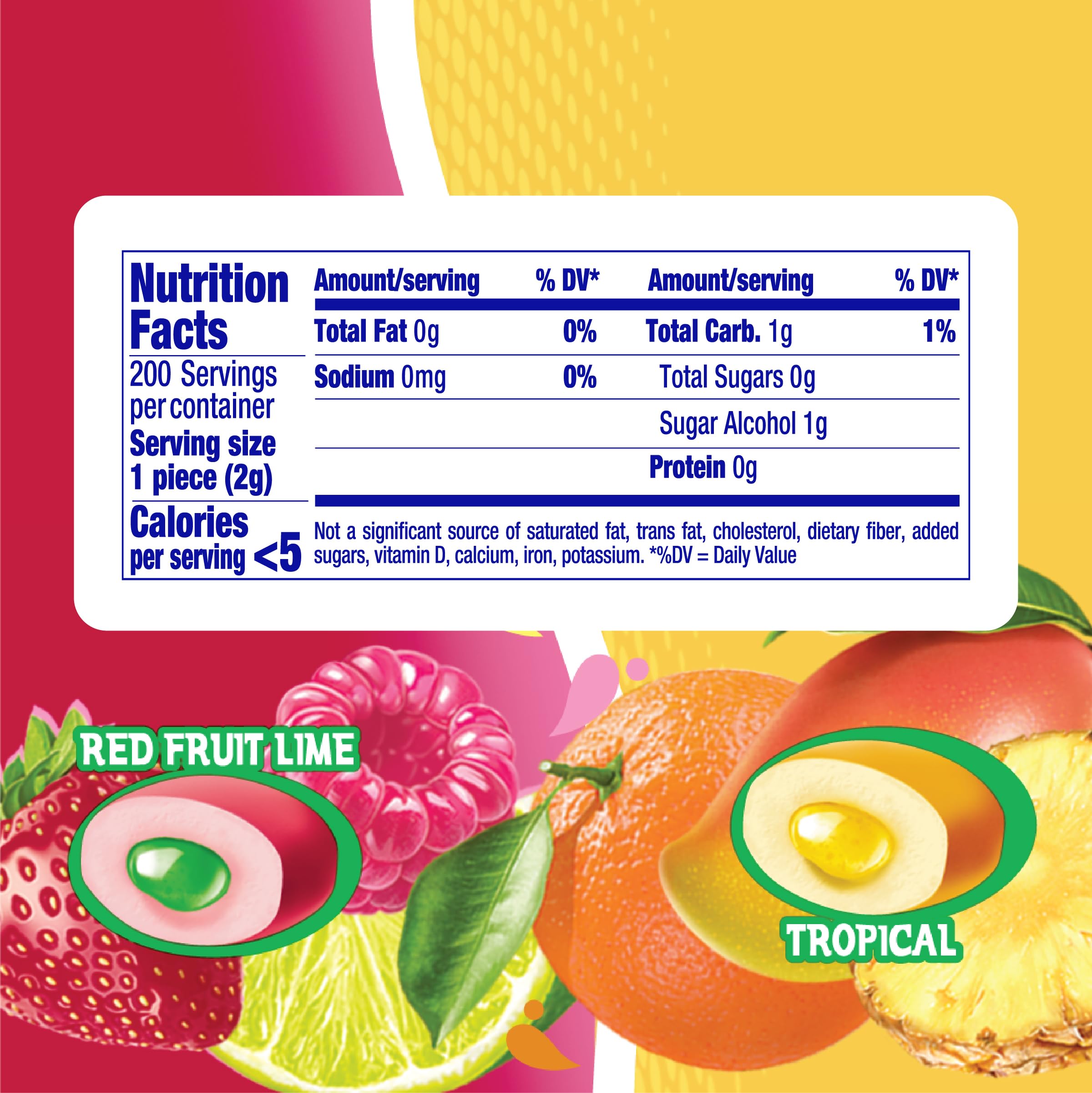 Mentos gum piece showing vibrant red fruit lime flavor for quick refresh