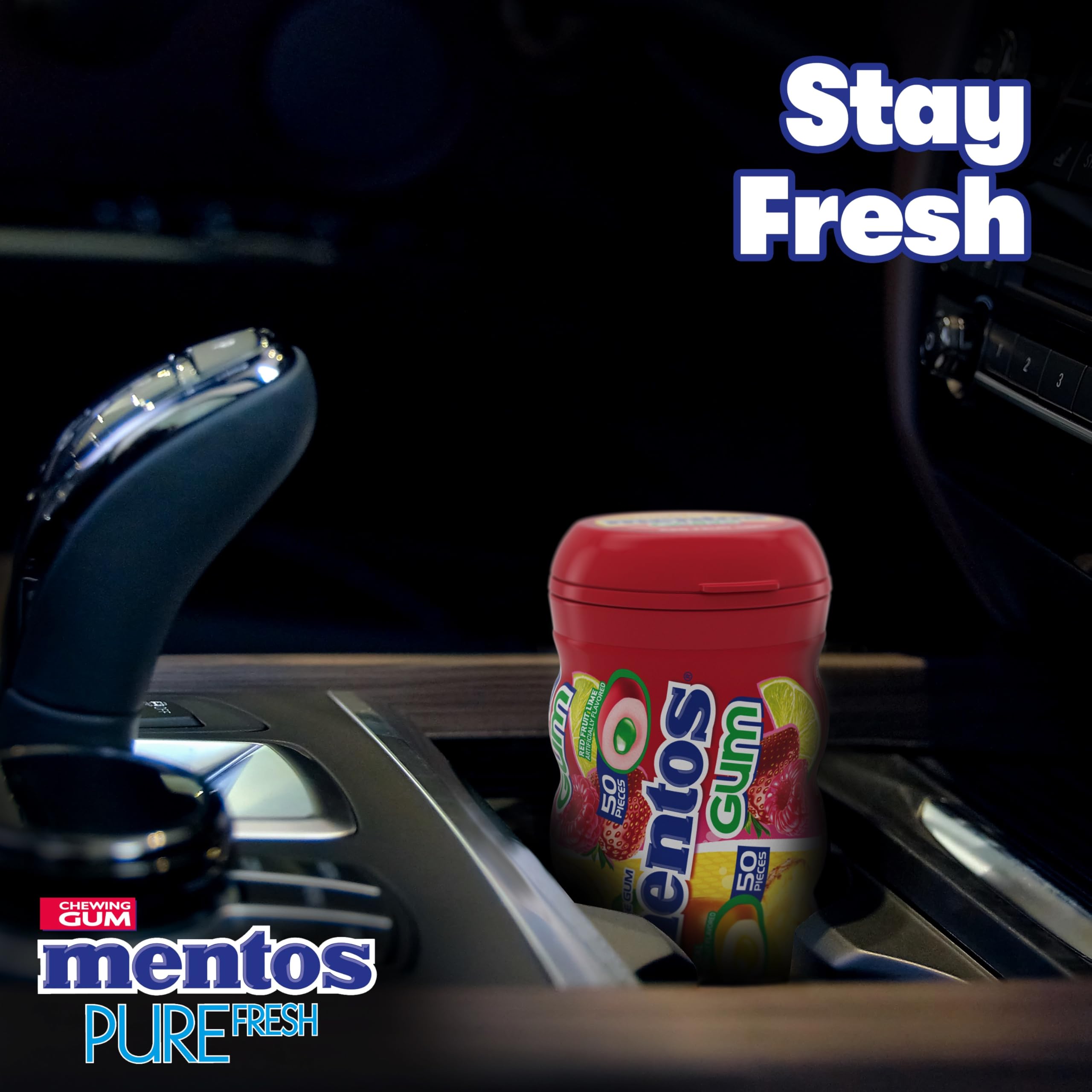 MENTOS gum fresh breath benefit shown in the packaging image