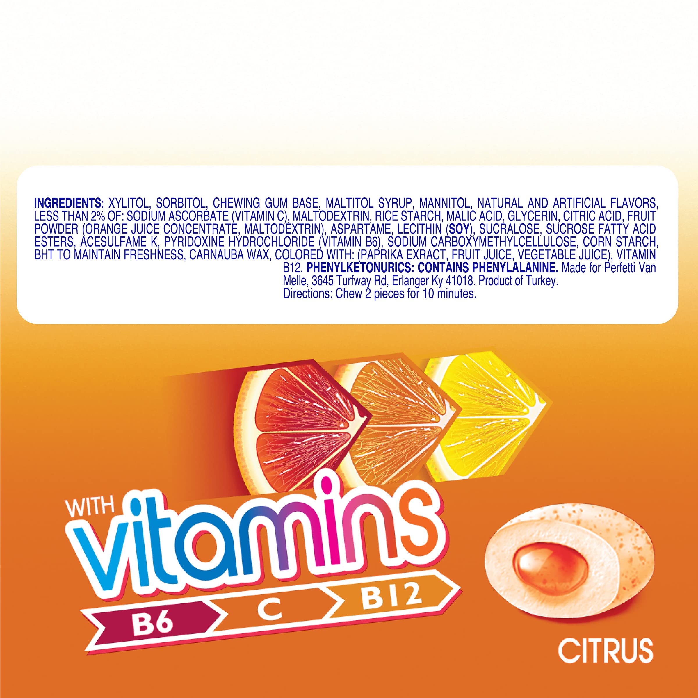 Mentos Vitamins Citrus bottle with 45 pieces shown for convenient sharing.