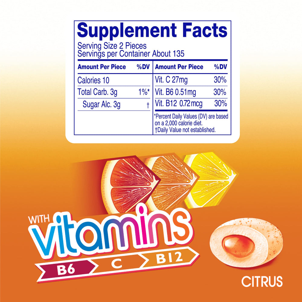 Mentos Vitamins Citrus packaging highlights easy access for quick breath refresh