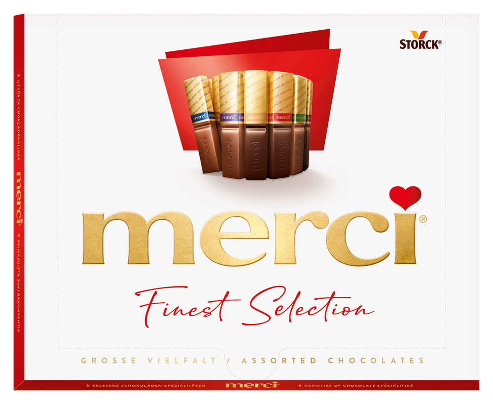 Closeup of Merci eight flavors bars being unwrapped