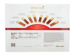 Merci assorted chocolates variety closeup shows rich textures and inviting colors.