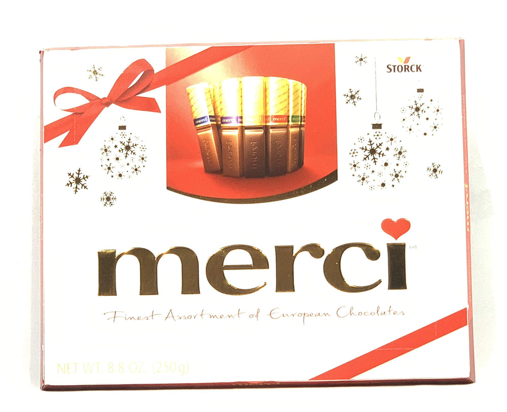 Merci chocolates assortment box: diverse European chocolate collection for gifting and sharing.
