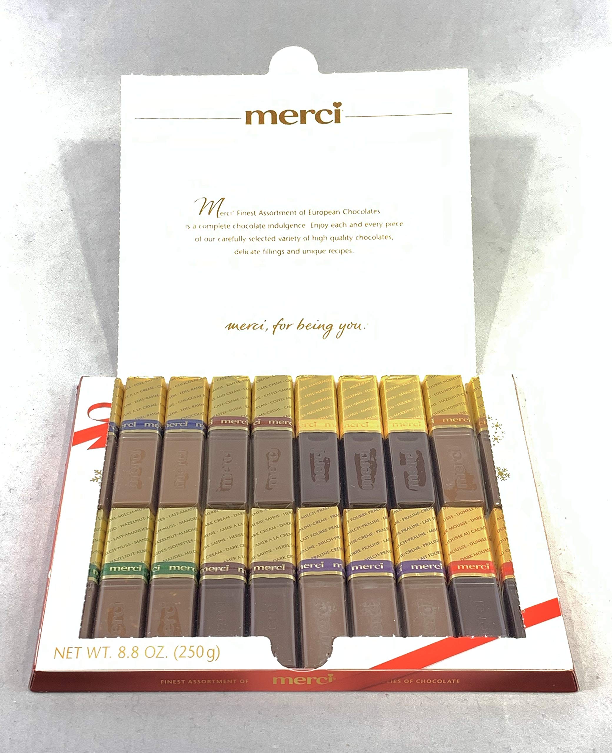 Merci chocolates hazelnut creme: decadent nutty filling for a refined dessert moment.