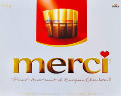 Merci fine European chocolates assortment in a 675g pack, perfect for gifting and sharing.