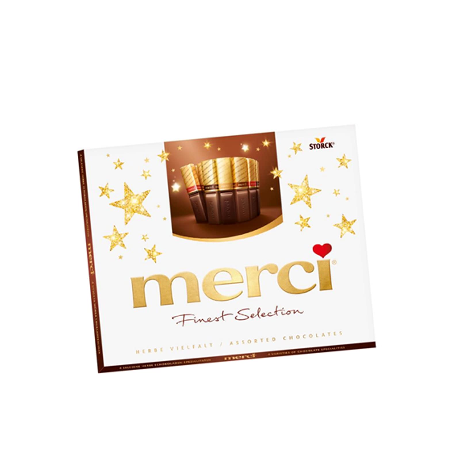 Merci Finest European dark chocolates box 250g, ideal for gifting.