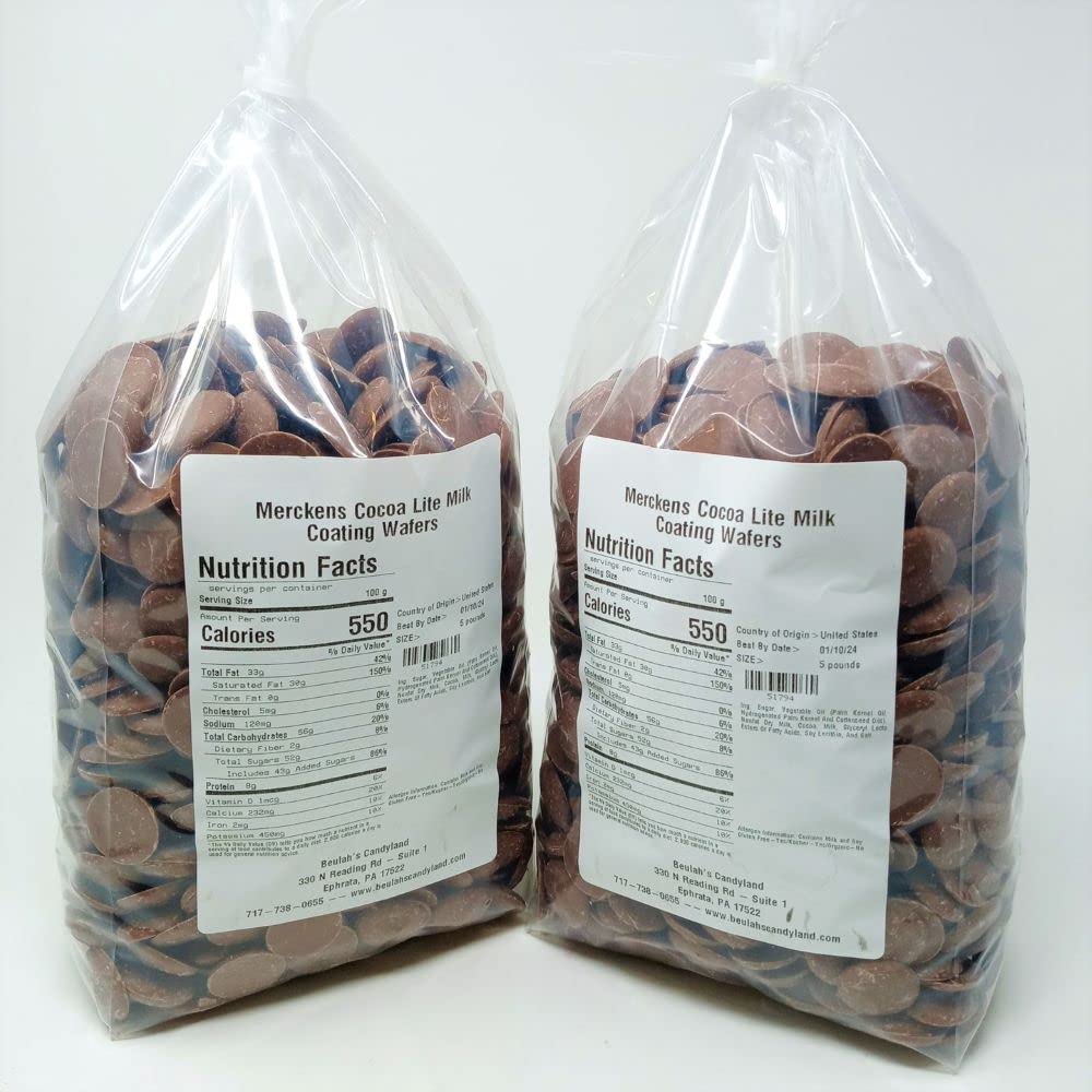 Merckens Cocoa Lite wafers used for molding and decorating desserts