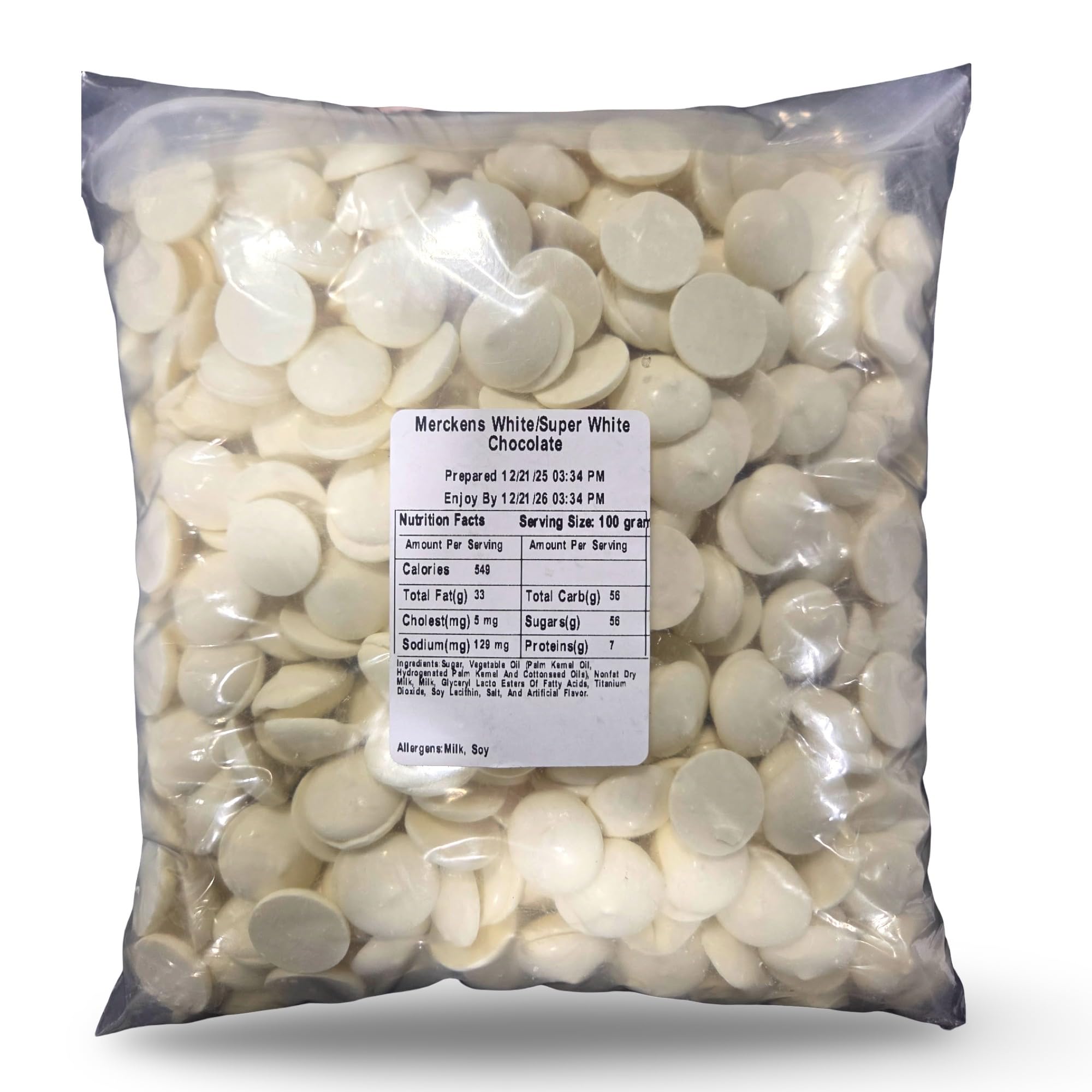 Merckens Super White wafers in a 5 lb bag for smooth coating