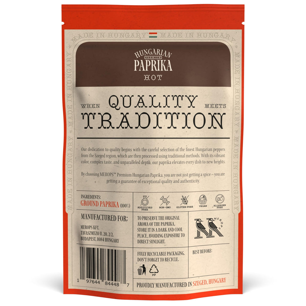 MEROPS paprika powder close up with crimson hue ideal for soups and sauces
