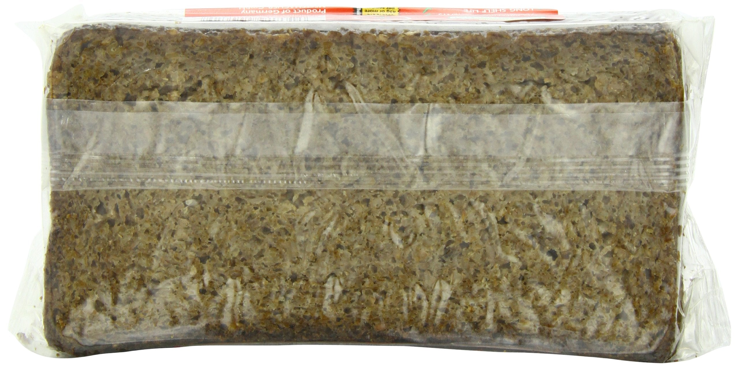 Six-pack Mestemacher Bread Whole Rye on a kitchen counter for convenient meals.