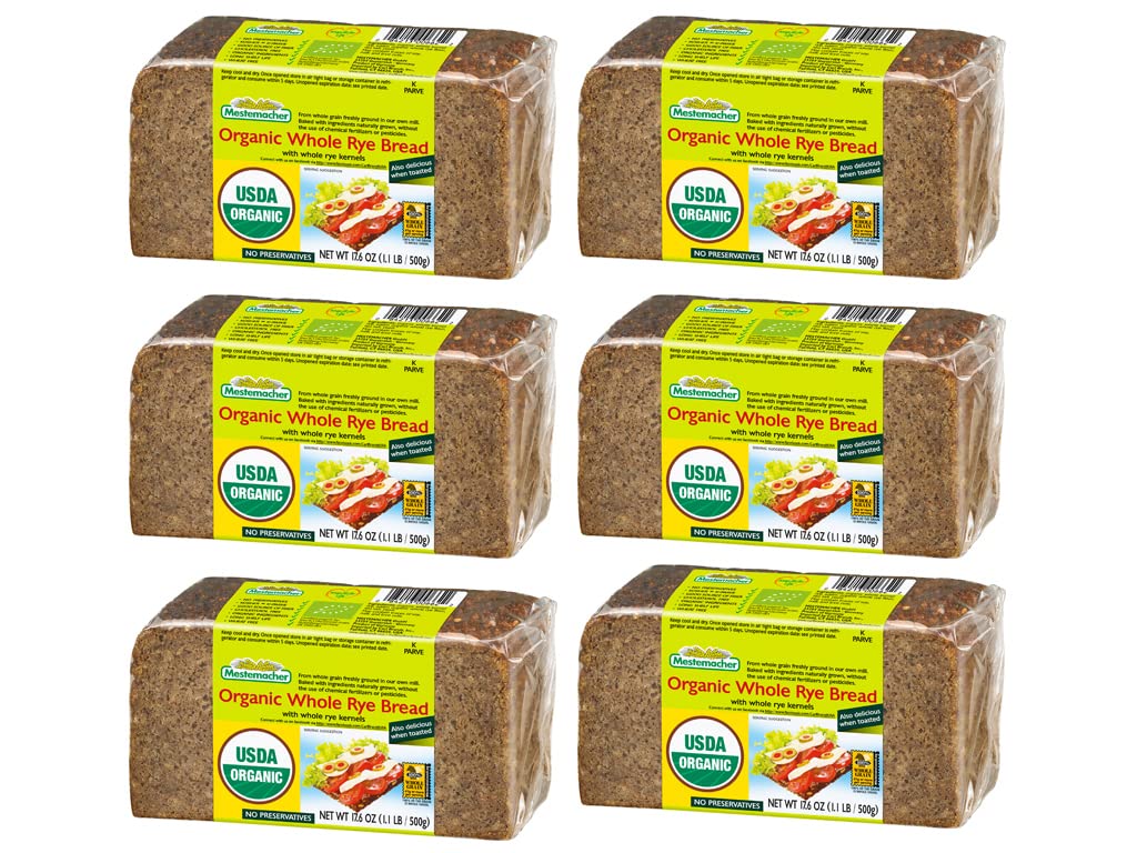 Mestemacher Organic Whole Rye Bread sliced for toast and sandwiches.