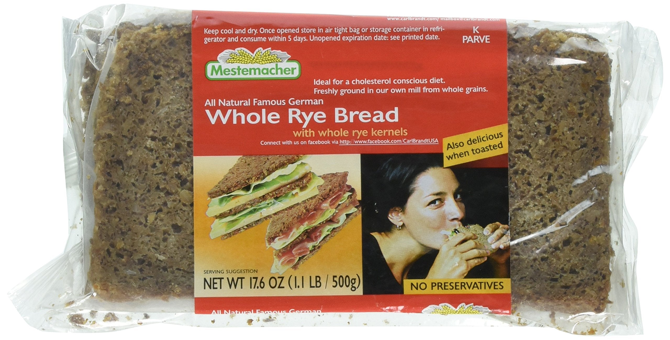 Mestemacher Rye Bread whole loaf on a board for toasting and sandwiches.