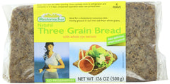 Mestemacher Three Grain bread loaf close-up highlighting hearty whole grains