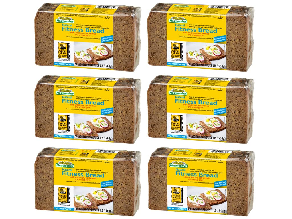 Mestemacher Whole Grain Bread fresh slice highlights high-fiber daily option.