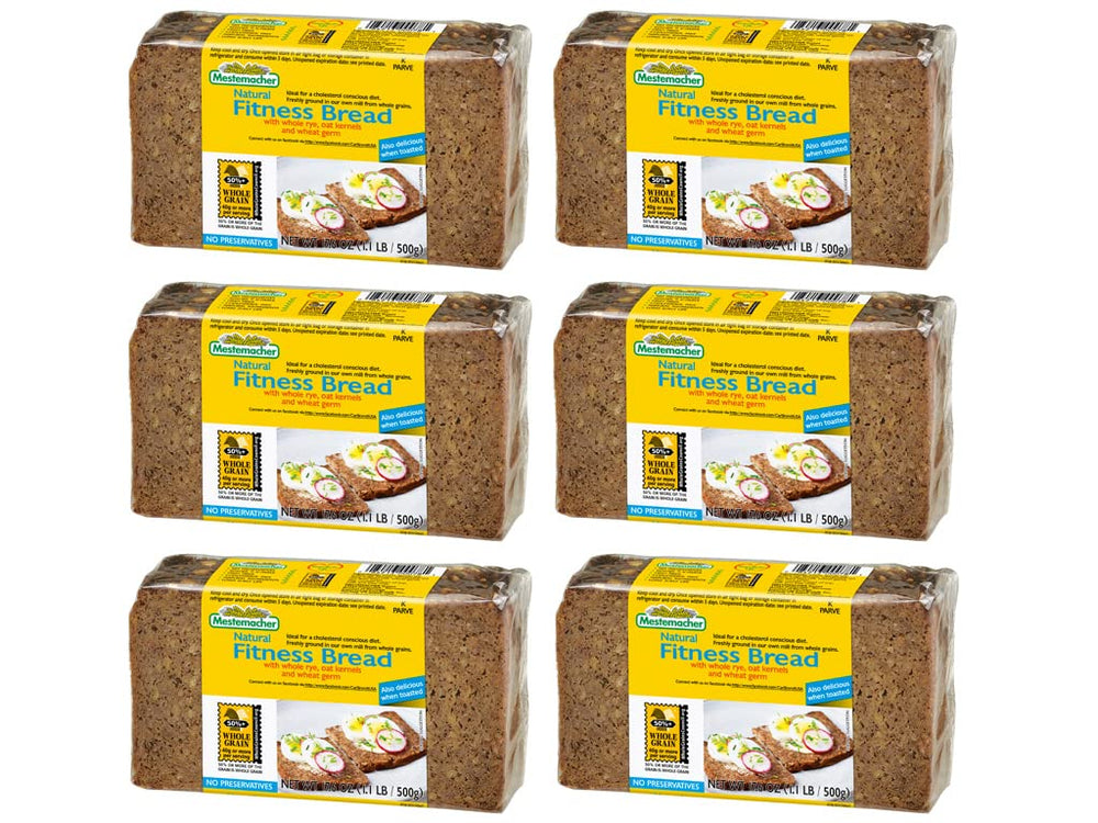 Mestemacher Whole Grain Bread fresh slice highlights high-fiber daily option.
